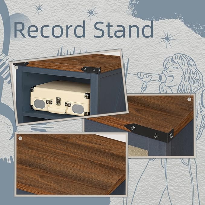 Record Player Stand with Vinyl Record Storage Holds up to 160 Albums, Large - Image 5