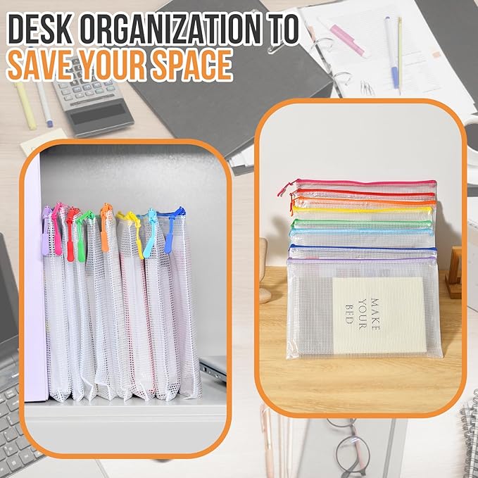 24pcs Mesh Zipper Pouch File Bags Puzzle Storage Bags, A3 17x12 Inches Large - Image 4