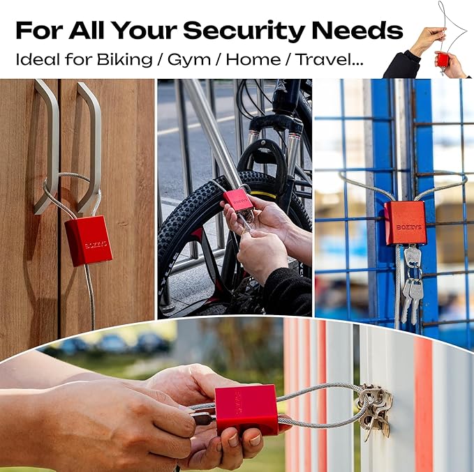 Cable Padlock with 3 Keys | L 1.15ft, D 1/6in Adjustable Steel Cable Lock | - Image 6