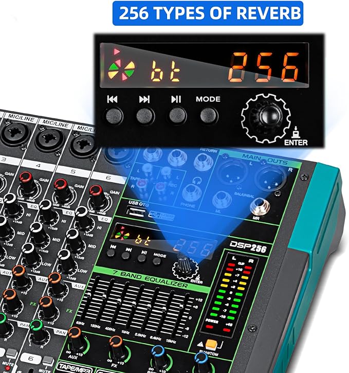 Depusheng PA6 professional DJ audio mixer 6 channel input built-in 256 kinds of - Image 6