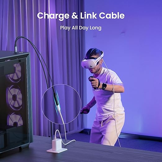 KIWI design Link Cable with Charging 16FT Compatible with Meta Quest 3s/3/2/ - Image 7