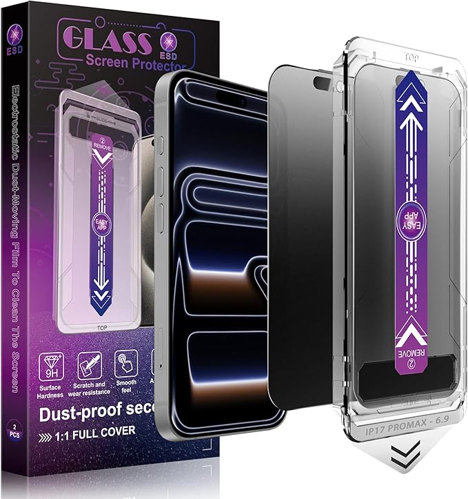 Matte Privacy Screen Protector for iPhone 17 Pro Max 6.9-Inch, Auto Dust Removal by Unknown