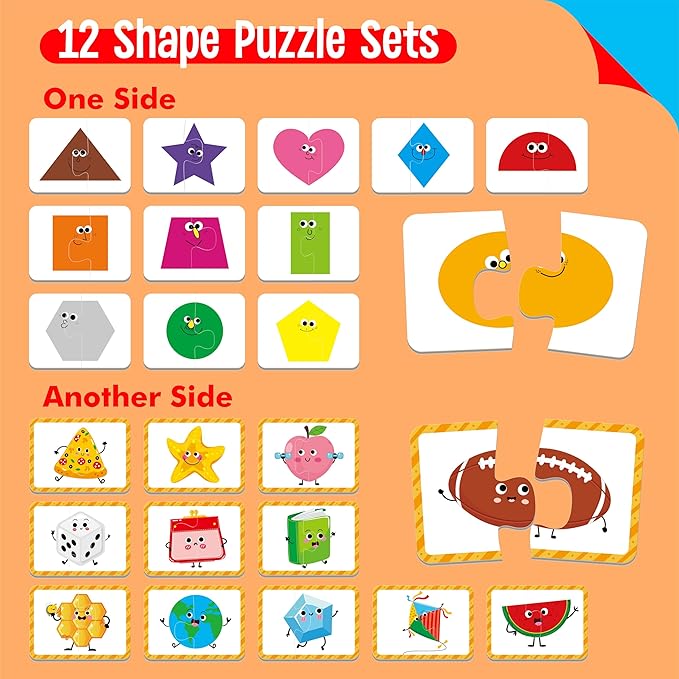 24 Set Color & Shape Puzzles, Self-Correcting Puzzle Matching Game Educational - Image 5