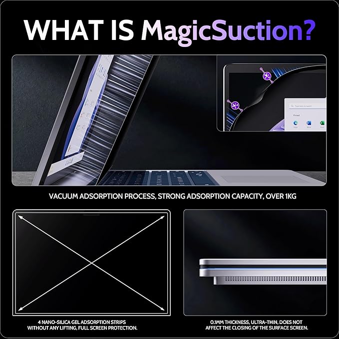 Privacy Screen for 14.4 Inch Surface Laptop Studio 2/1, MagicSuction™ Removable - Image 3