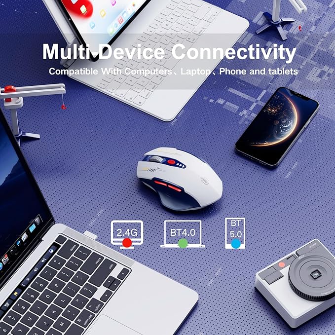Bluetooth Mouse, Visible Battery Level, 4 Adjustable DPI, Coldless Mice - Image 2