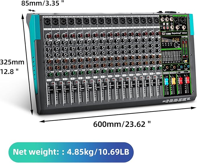 Depusheng MX16 16 Channel Sound Mixer Audio Mixing Console 48V 256DSP - Image 8