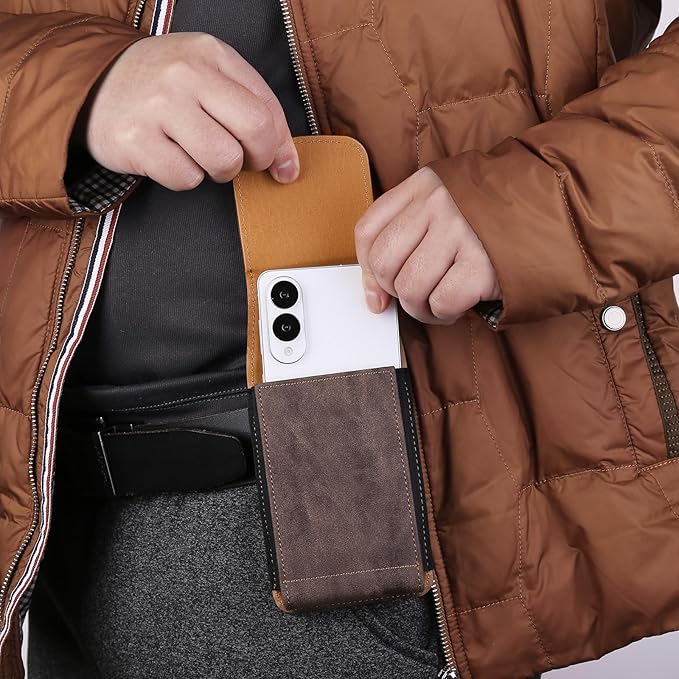 Universal Phone Holster Phone Pouch Case Belt Clip Belt Loops Card Slot Faux - Image 7