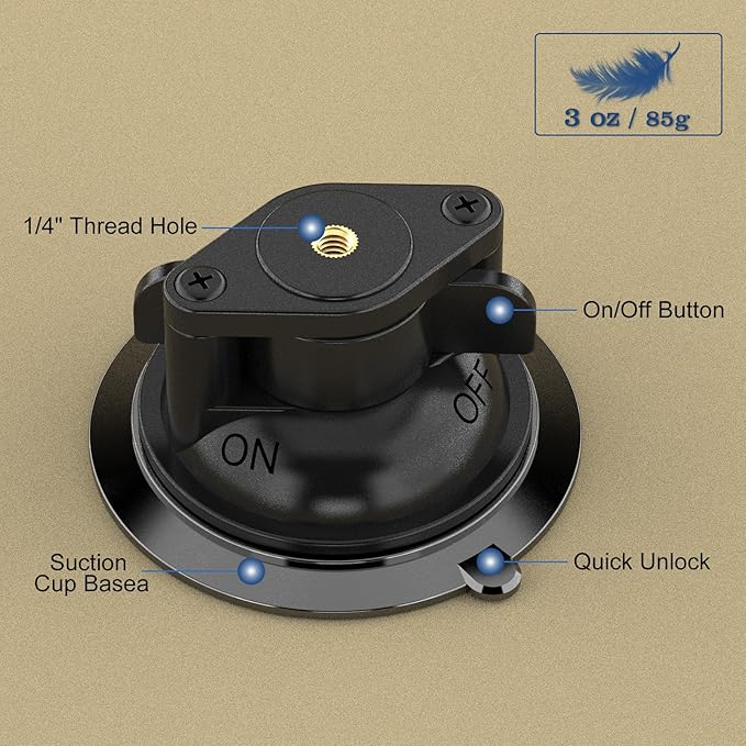 Suction Cup Mount, Windshield Suction Mount Bracket, Single Suction Base - Image 5