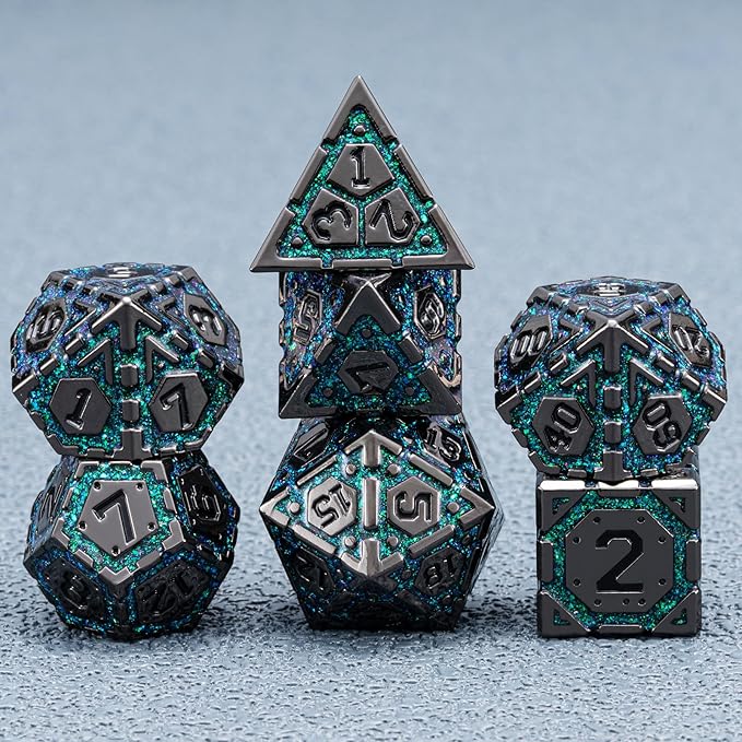 DND Metal Dice Set, Polyhedral Dice Set - Image 3