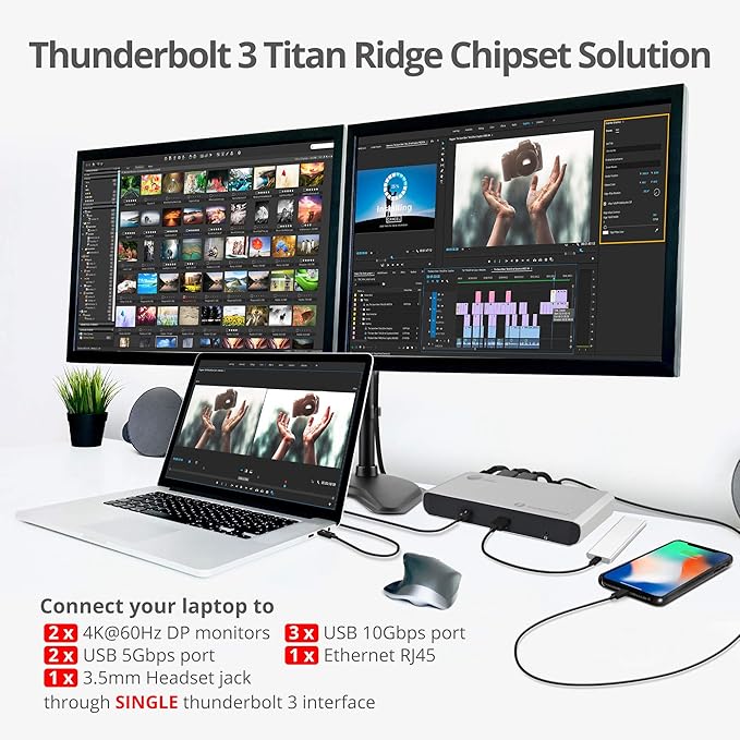 SIIG Thunderbolt 3 or USB C Dual 4K Display Docking Station - Image 4