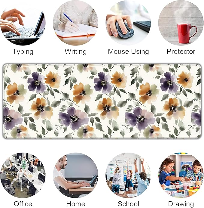 Watercolor Floral Large Mouse Pad, Gaming Keyboard Desk Pad, Extended Mouse Mat - Image 7