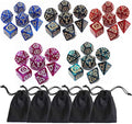 Polyhedral DND Dice Set, 5 Pack Vintage Dragon-Patterned Dice Sets Compatible by CREEBUY