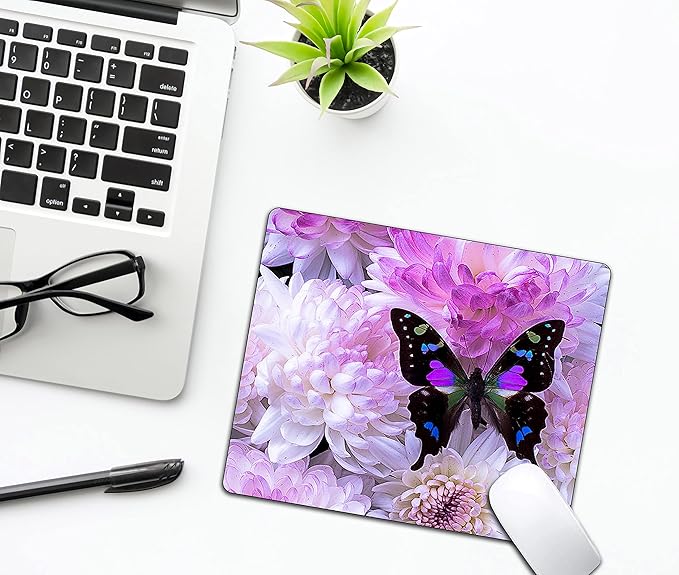 Black Butterfly Mouse Pad, Anti-Slip Rubber Base Wireless Mouse Pads - Image 5