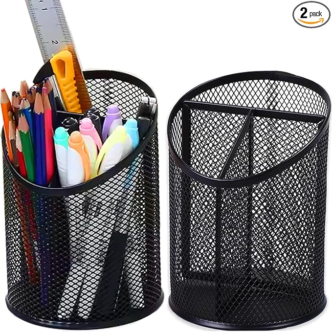 2 Pack Mesh Pencil Holder Pen Cup by MINDEPOT