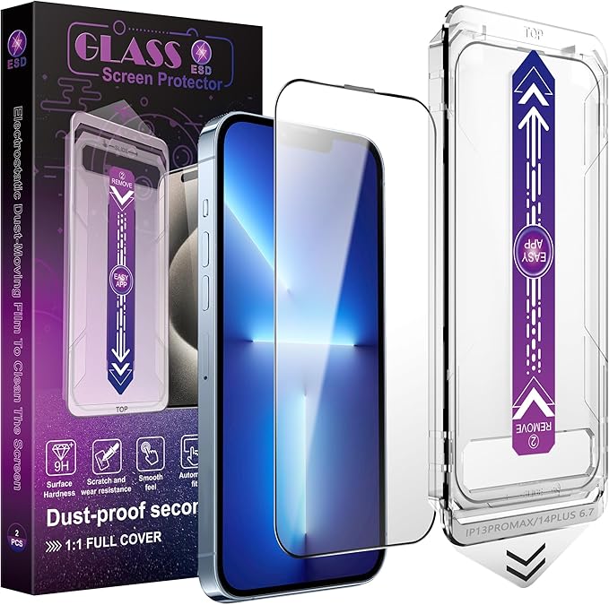 2 Pack Screen Protector for iPhone 13 Pro Max/iPhone 14 Plus, 9H Tempered Glass by Unknown