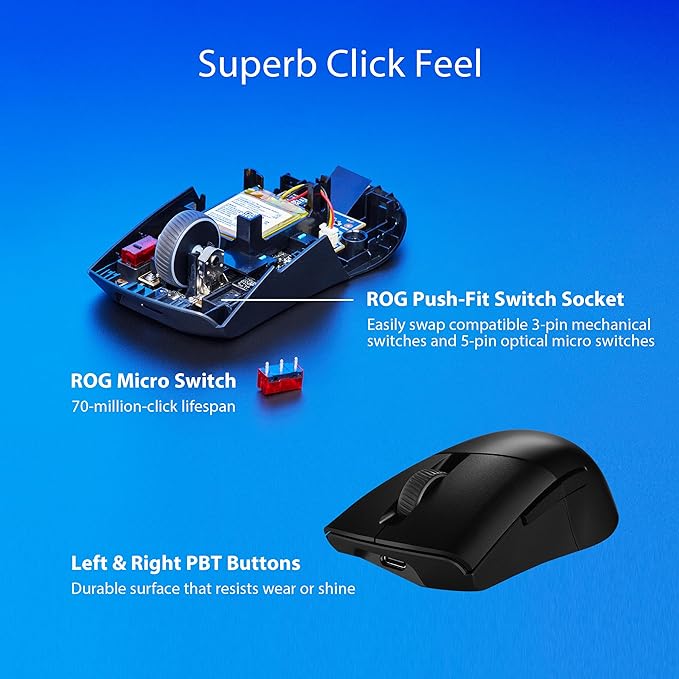 ASUS ROG Keris Wireless Aimpoint Gaming Mouse – Right-Handed Ergonomic - Image 5