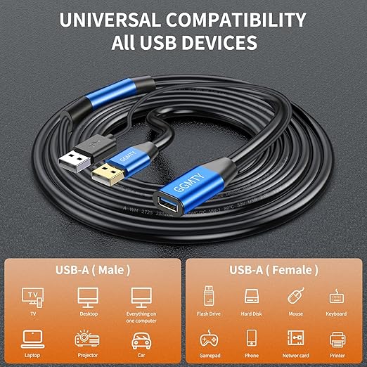 USB 2.0 Type A Male to A Female Active Repeater Extension Cable 50ft, High - Image 4