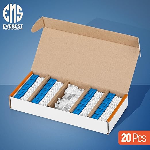 Everest 90° Angled RJ45 Cat6A Keystone Jacks 20-Pack in Blue - Image 2