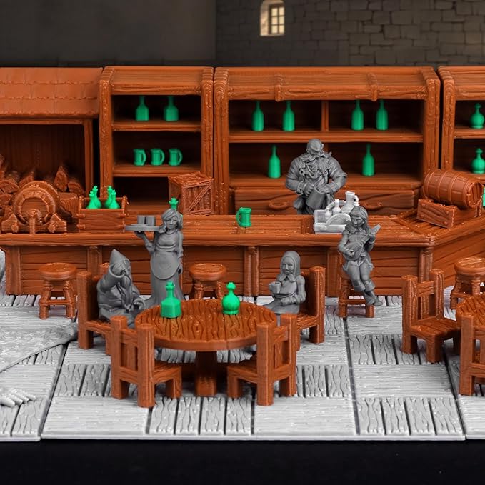 74 Pcs Tavern Bar Furniture RPG Terrain Set – Detailed DND Accessories - Image 8