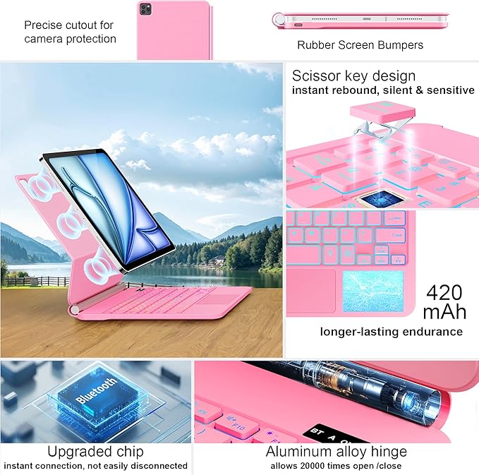 Keyboard Case for iPad Air 13 inch, iPad Pro 12.9 inch，Magic-Style Magnetic – - Image 4