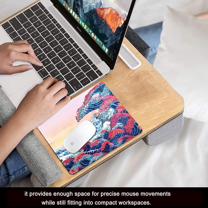 Japanese Ukiyo-e Ocean Waves Mouse Pad Personalized Design, Non-Slip Surface - Image 6