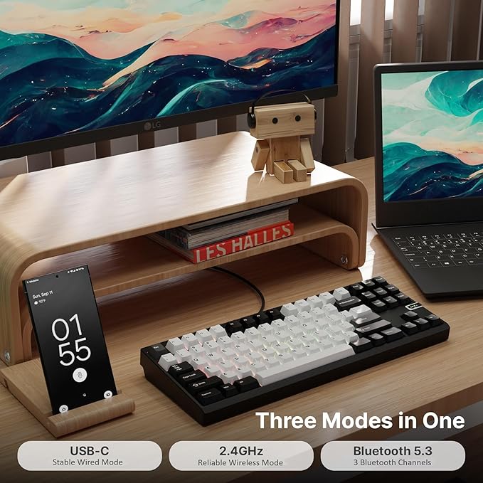 Chilkey ND TKL Aluminum Mechanical Keyboard, 87 Keys Tenkeyless Wireless Gaming - Image 3