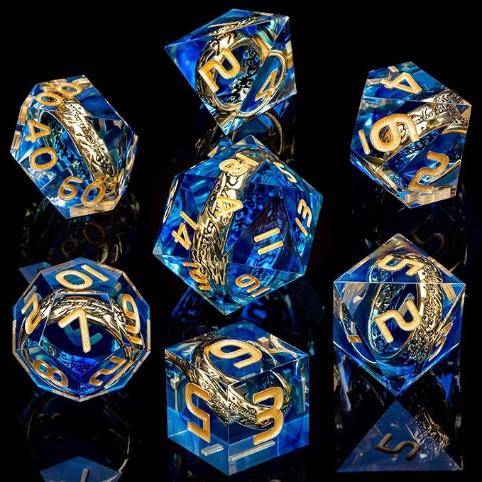 Magic Golden Ring DND Dice Set Sharp Edge Red Resin Dice - Image 2