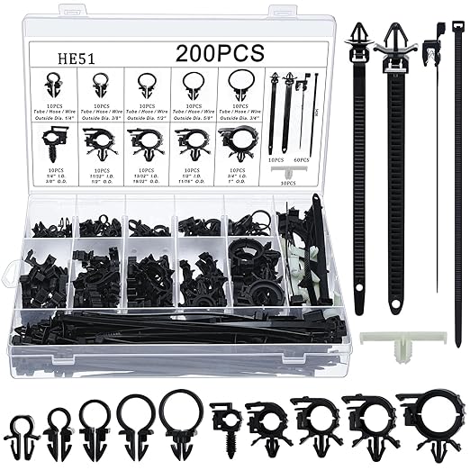 200pcs Car Wire Loom Routing Clips Push Mount Cable Tie Assortment 15 Sizes Car by Funnymoom