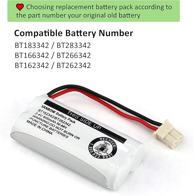Battery BT162342 / BT262342 BT183342/BT283342 BT166342/BT266342 2.4v 800Mah - Image 5