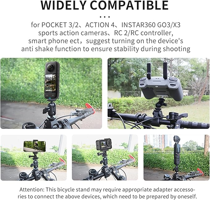 Action Camera Clamp Mount Bike Handlebar Mounts, Universal Compatible - Image 3