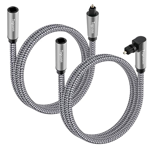 Optical Extension Fiber Digital Cable Adapter 2 Feet（2 Pack）, 90 Degree Right by Togconn