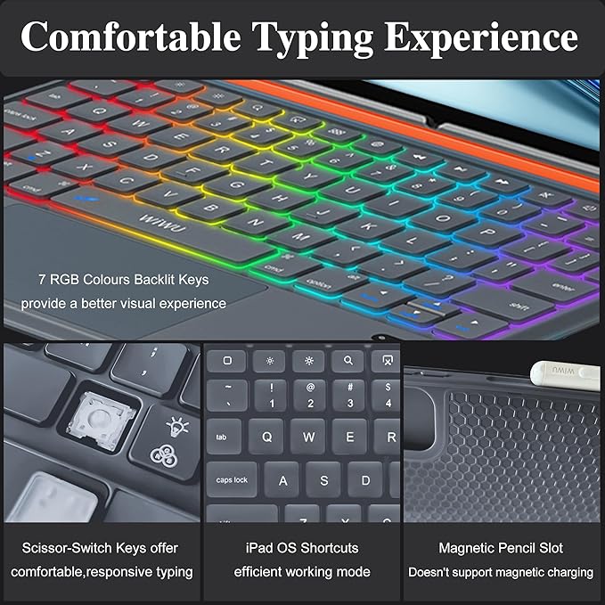 WIWU Keyboard Case for iPad Air 13 Inch 3 in 1 Magnetic Detachable Keyboard - Image 5
