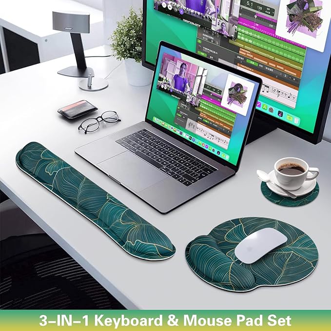 Mouse Pad with Wrist Rest Set, 3-in-1 Wrist Support Mousepad Set, Gaming Mat - Image 2