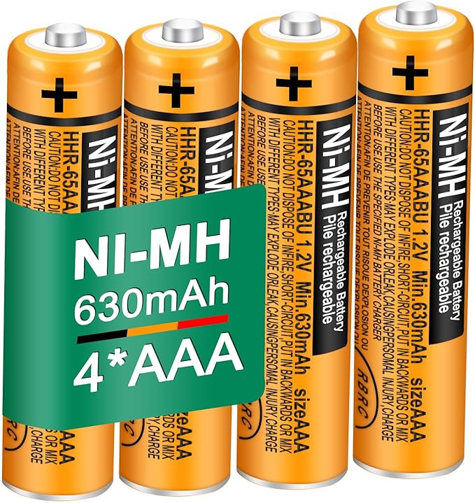 4 Pack HHR-65AAABU NI-MH Rechargeable Battery by TrianglePower