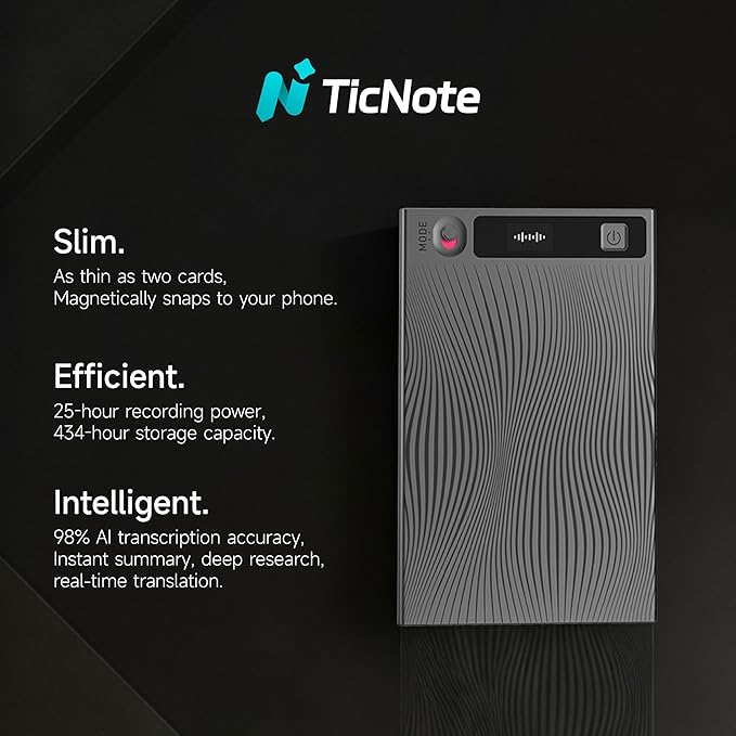 Mobvoi TicNote AI Voice Recorder 64GB Memory Note Recorder w/Case App Control - Image 4