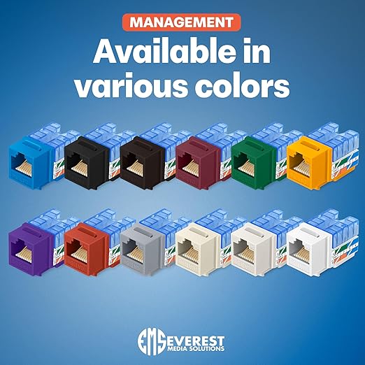 Everest 90° Angled RJ45 Cat5e Keystone Jacks 50-Pack in Red - Image 7