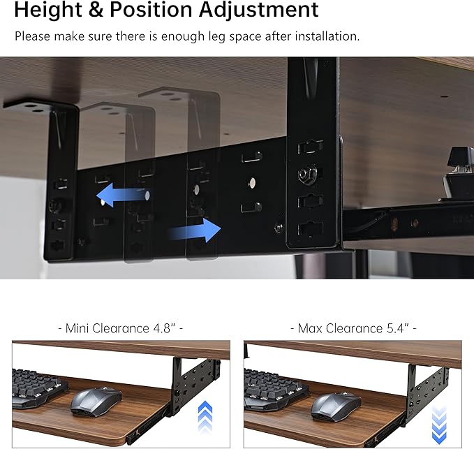 EUREKA ERGONOMIC Adjustable Keyboard Tray Under Desk, 28x11 Inch Large Slide - Image 4
