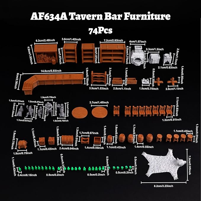 74 Pcs Tavern Bar Furniture RPG Terrain Set – Detailed DND Accessories - Image 6