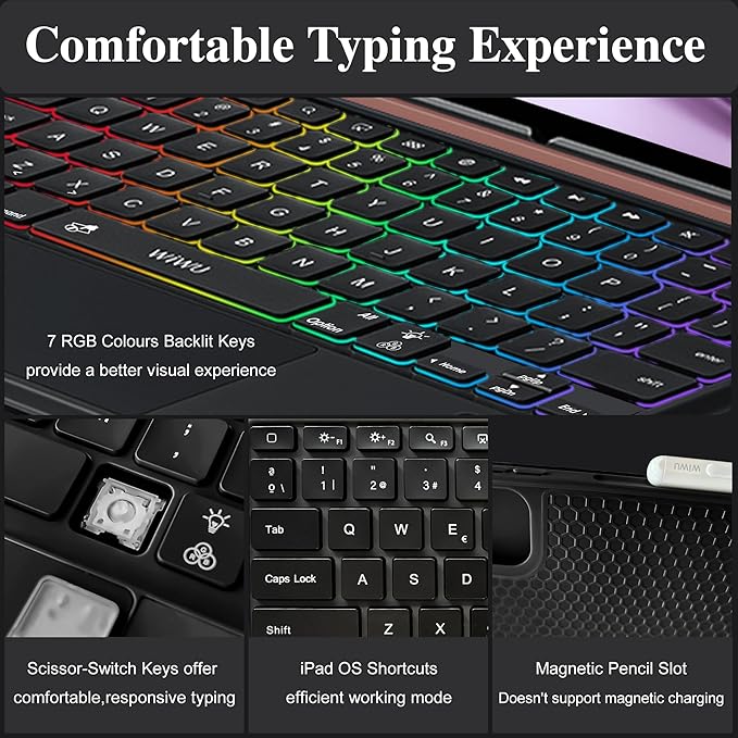 WIWU for iPad Case Keyboard for Air 13 Inch 3 in 1 Magnetic Detachable Keyboard - Image 5