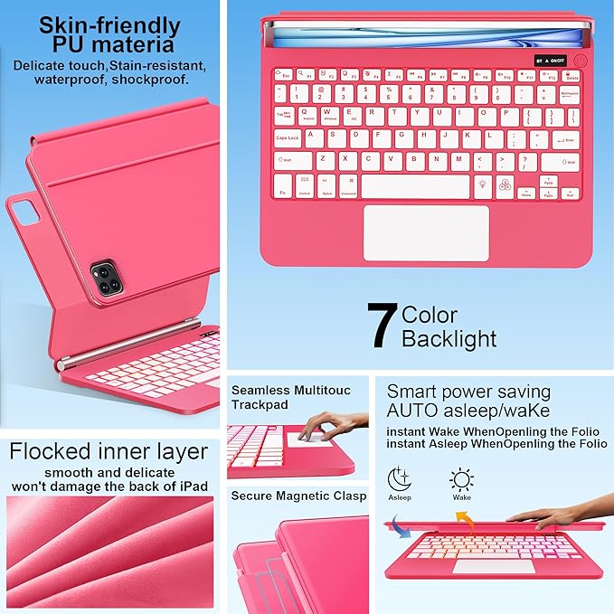 Keyboard Case for iPad Air 13 inch, iPad Pro 12.9 inch，Magic-Style Magnetic – - Image 5