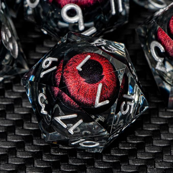 ARUOHHA DND Resin Dice Dragon Eye Dice Liquid Core Red Sharp Edged Dice Set by ARUOHHA