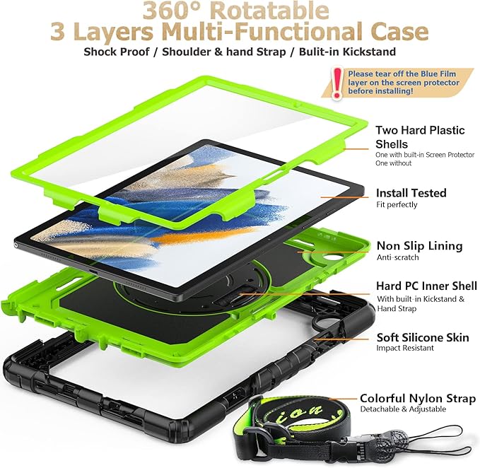 SEYMAC stock Case for Samsung Galaxy Tab A8 10.5'', Full-Body Drop Protection - Image 8