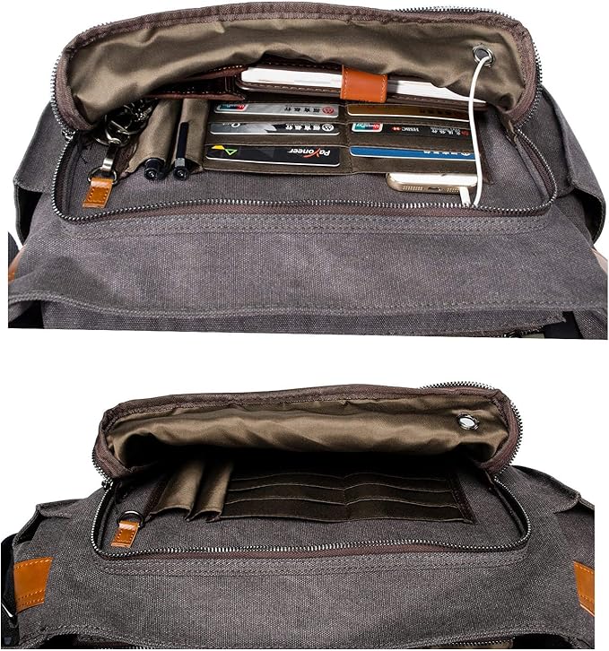 ESTARER 13-14 Inch Laptop Messenger Bag Water-Resistant Canvas Shoulder Bag - Image 4