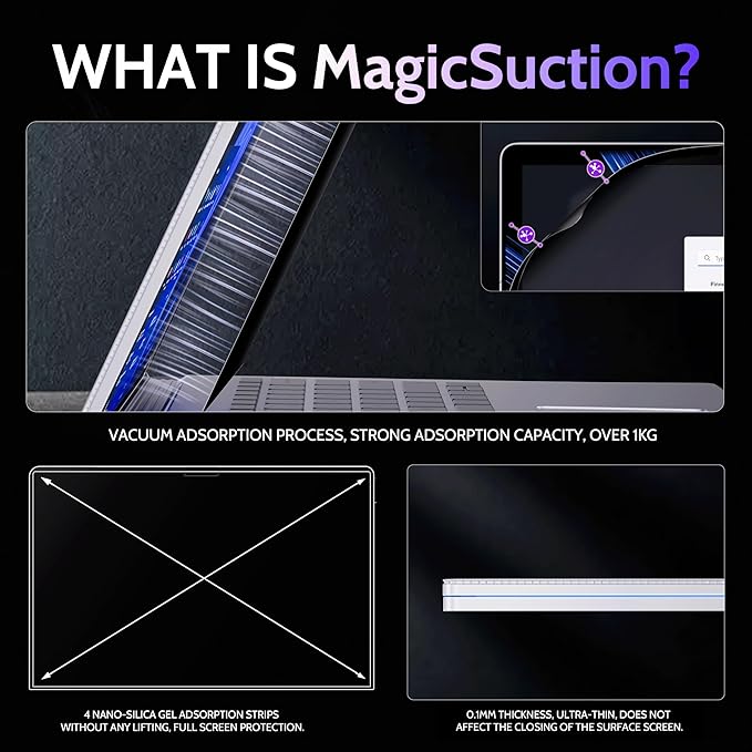 Privacy Screen for 13.5 Inch Surface Book 3/2/1, MagicSuction™ Removable Anti - Image 3