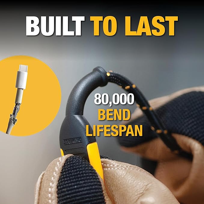 DEWALT Heavy Duty USB C Cable, Premium Braided Nylon USB A to Type C Charger - Image 7