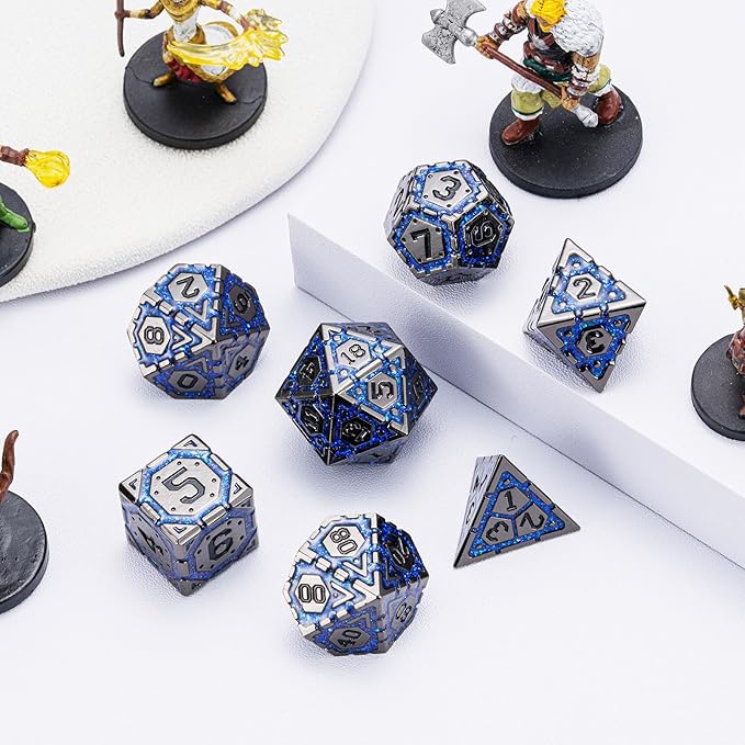 DND Metal Dice Set with Cracks, Polyhedral Dice - Image 3