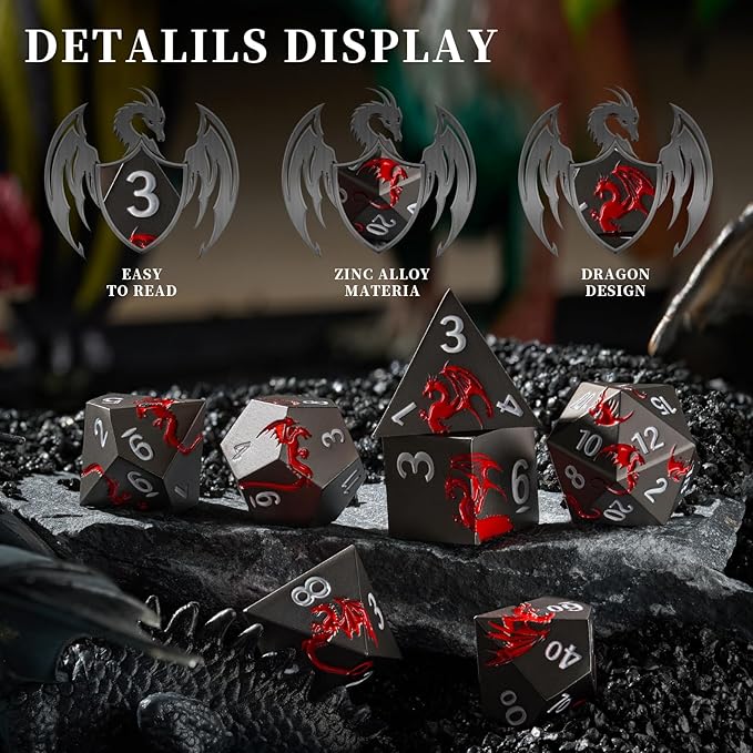 Metal DND Dice Set Dragon D&D Dice - Image 4