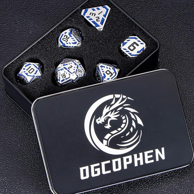 Metal DND Sci-fi Dice Set 7PCS Stripe Polyhedral Dice - Image 7