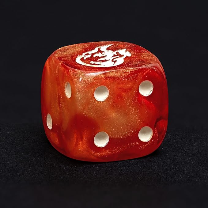 Fireball D6 Dice Set – 10 x 16mm Red & Orange Pearl Dice - Image 3