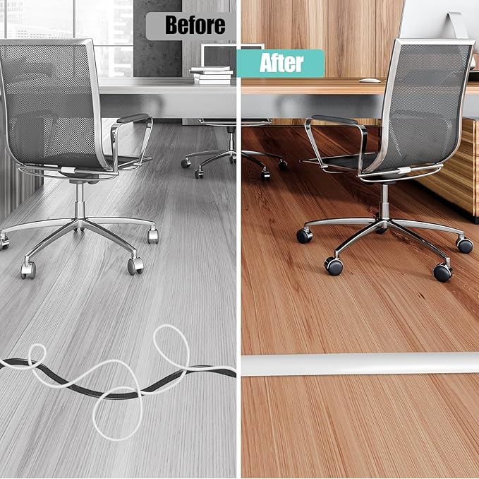 Floor Cord Cover Cavity 0.8"x0.37" Self Adhesive Cord Hider, 3.3FT Low Profile - Image 5